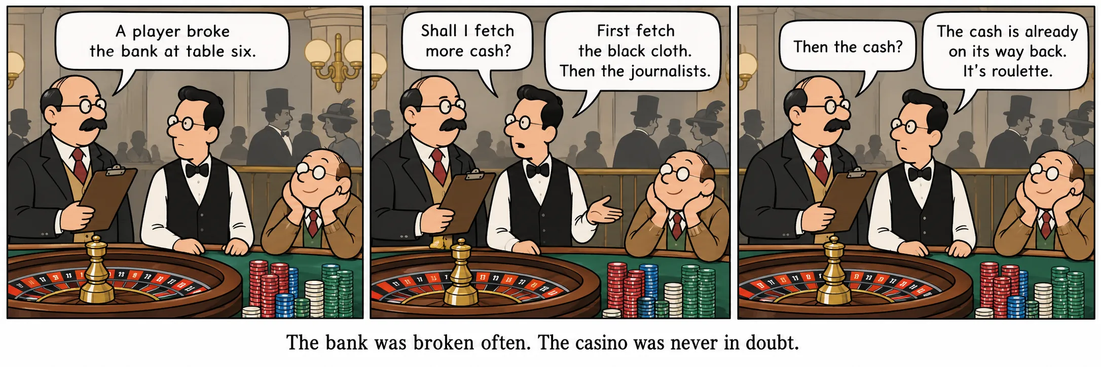 Kasa sık sık patladı. Casino bir an bile tehlikede olmadı.