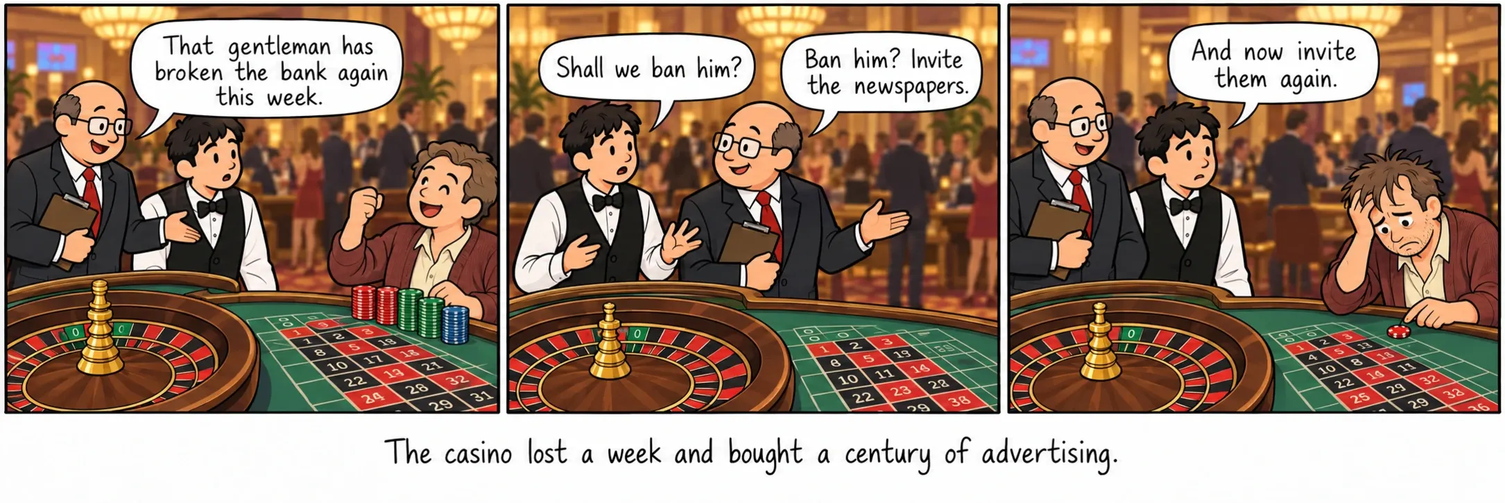 Casino bir hafta kaybetti ve bir yüzyıllık reklam aldı.